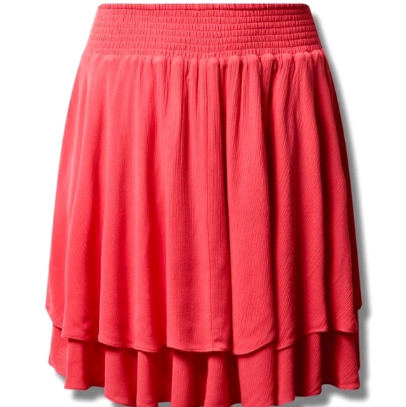 Torrid Coral Pink Tiered Minincrinkle gauze Skirt 3x - Picture 4 of 10